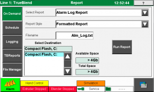SB-4 reporting capabilities screen