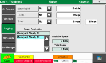 MedLine® TrueBlend™ reporting screen