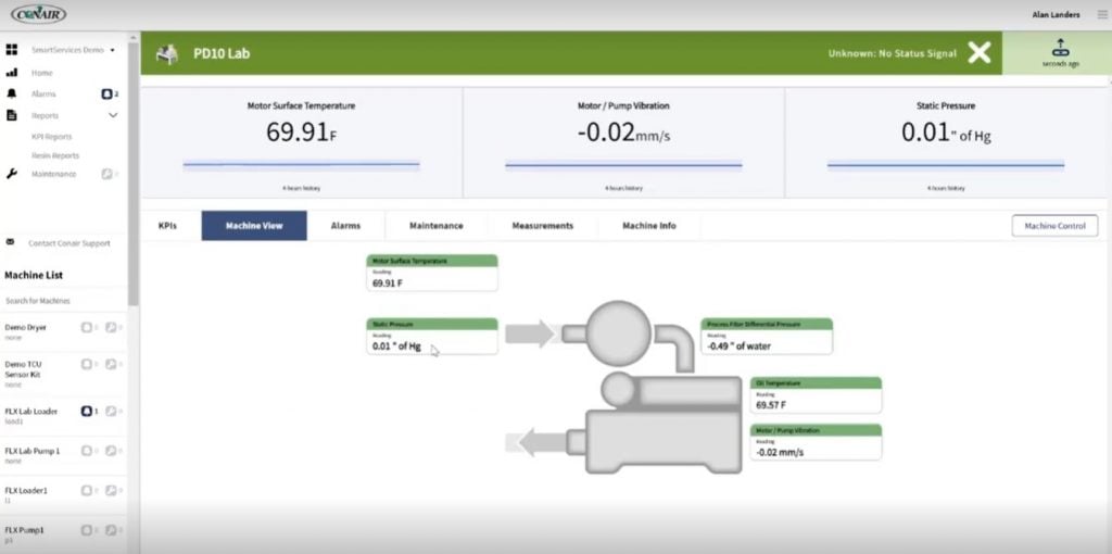 SmartServices Screenshot Showing Vacuum Pump